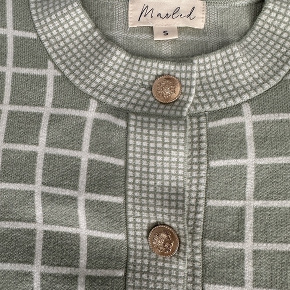 🦋NWOT! Marled Cardigan Sweater checkered round neckline button up preppy SZ S - Picture 5 of 10